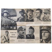 Cartel fotográfico con retratos de soldados alemanes