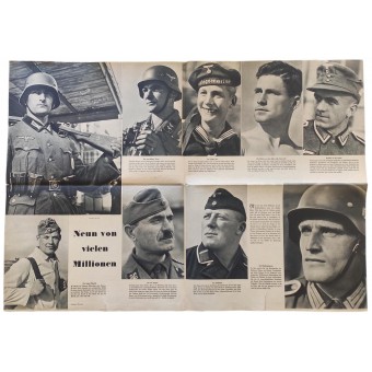 Cartel fotográfico con retratos de soldados alemanes. Espenlaub militaria