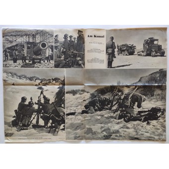 Fotoposter från tidning med tyska trupper i norra Frankrike, Normandie. Espenlaub militaria