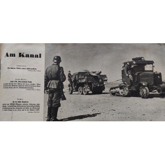 Fotoposter aus einer Zeitschrift mit deutschen Truppen in Nordfrankreich, Normandie. Espenlaub militaria