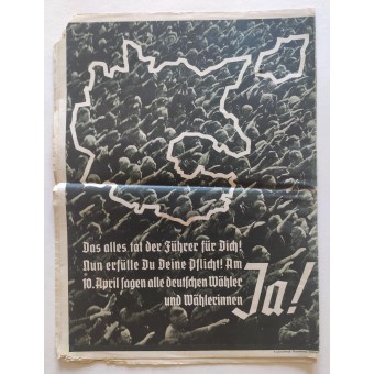 Propaganda-uitgave over nationaalsocialistisch Duitsland en referendum voor annexatie van Oostenrijk in 1938. Espenlaub militaria