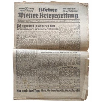 Pieni sanomalehti Kleine Wiener Kriegszeitung, numero 137, 8. helmikuuta 1945.. Espenlaub militaria