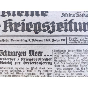 Pieni sanomalehti Kleine Wiener Kriegszeitung, numero 137, 8. helmikuuta 1945.. Espenlaub militaria