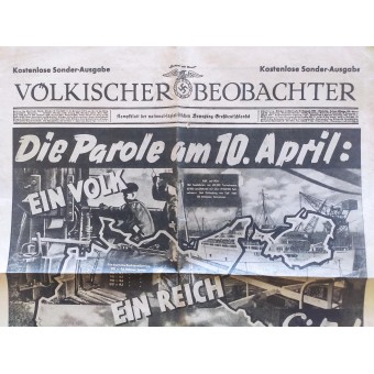 Völkischer Beobachter, numéro spécial sur le référendum relatif à lannexion de lAutriche en 1938. Espenlaub militaria