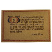 Kortti, jossa on Adolf Hitlerin sanonta