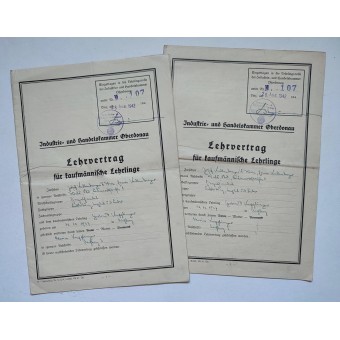 Commercial Apprenticeship contract, Linz (Austria) 1942. Espenlaub militaria
