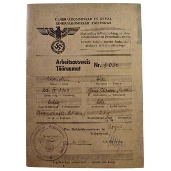 German employment record book issued for Estonia. Espenlaub militaria