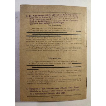 Duits arbeidsboekje afgegeven voor Estland. Espenlaub militaria