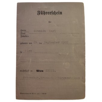German Third Reich period drivers license 1939. Espenlaub militaria