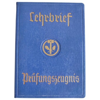 Certificado de estudios (Lehrbrief, Prüfungszeugnis) para el curso de carpintería, 1943. Espenlaub militaria