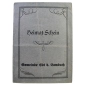 Heimatschein of 'thuiscertificaat' uit 1938