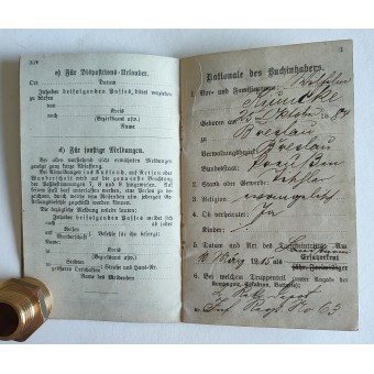 Imperial German military passport for a WW1 soldier - Militärpass 1915. Espenlaub militaria