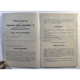 Saksan pieneläinten kasvattajien valtakunnallisen yhdistyksen (R.D.Kl.) jäsenkirja.. Espenlaub militaria
