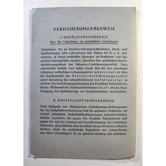 Teilnehmerausweis der Deutschen Arbeitsfront (DAF) von 1939. Espenlaub militaria