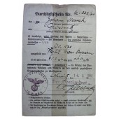 Doorgangsbewijs voor het vliegveld Wien-Aspern afgegeven in 1941