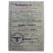 Leopoldstadtin poliisilaitoksen myöntämä kulkulupa vuonna 1943.