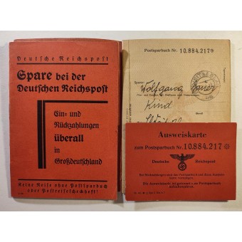 Postsparbuch - Libreta de ahorro postal alemana para un niño, 1944. Espenlaub militaria