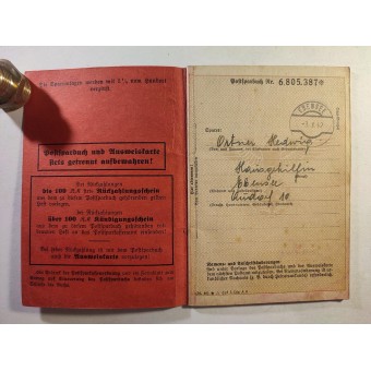 Postsparbuch - Libreta de ahorro postal alemana para una empleada doméstica, 1942. Espenlaub militaria