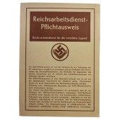 RAD- eller Reichsarbeitsdienst-identitetskort för en 16-årig tysk flicka, 1944
