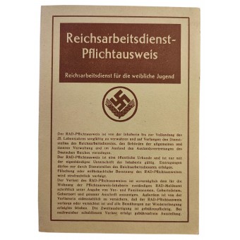 RAD oder Reichsarbeitsdienst Ausweis für ein 16-jähriges deutsches Mädchen, 1944. Espenlaub militaria