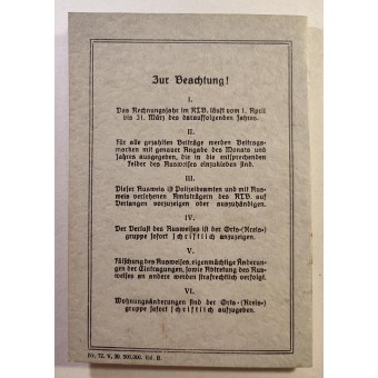 Reichsluftschutzbundin (RLB) kortit, jotka on myönnetty vuosina 1939/1940.. Espenlaub militaria