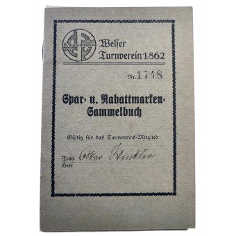 Libro de sellos de ahorro y descuento del club de gimnasia Wels. Espenlaub militaria