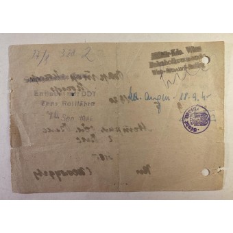 Certificat de libération de la captivité soviétique. Espenlaub militaria