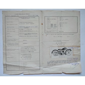 Certificat du propriétaire dune motocyclette York modèle B, 1927. Espenlaub militaria