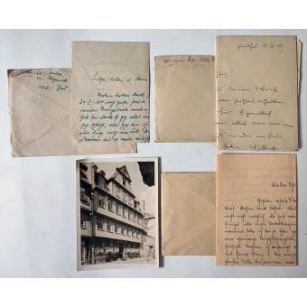 Kokoelma 3x kirjettä ja postikorttia, jotka on lähetetty SS-sotilaille tai heiltä.. Espenlaub militaria