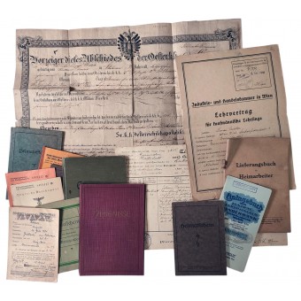 Verzameling van Oostenrijkse civiele documenten - certificaten, IDs, contracten, enz.. Espenlaub militaria