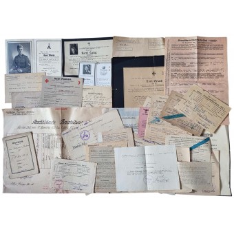 Collection of Wehrmacht documents: shooting book, death cards, passes, permits, etc.. Espenlaub militaria