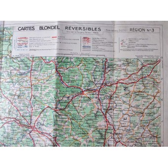 Double-sided map of North East France, Belgium, Luxemburg, and West Germany. Espenlaub militaria