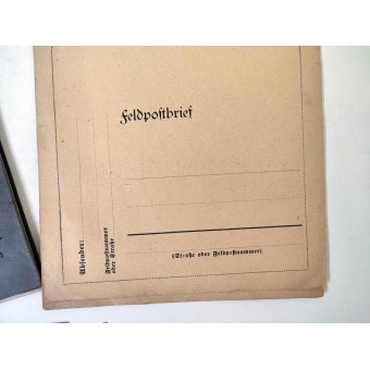 Feldpost inzameling van veldpostformulieren, kleine doosjes en papier voor brieven. Espenlaub militaria