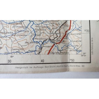 Лист карты вермахта Z 53 Liwny (Ливны, Россия) в масштабе 1 : 300 000, 1942 г.. Espenlaub militaria