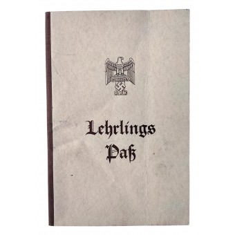 Lehrlings o carné de estudiante alemán de la 2ª Guerra Mundial, 1937. Espenlaub militaria
