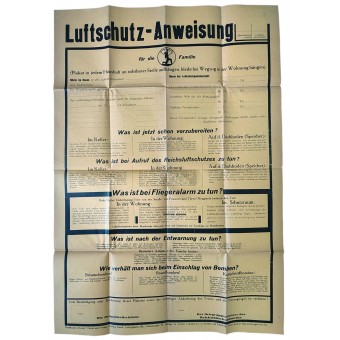 Luftschutz-poster voor gebruik binnenshuis. Espenlaub militaria