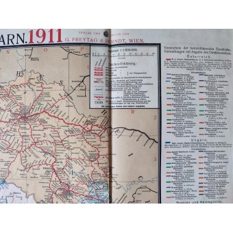 Itävalta-Unkarin kartta mittakaavassa 1 : 500 000, 1911.. Espenlaub militaria