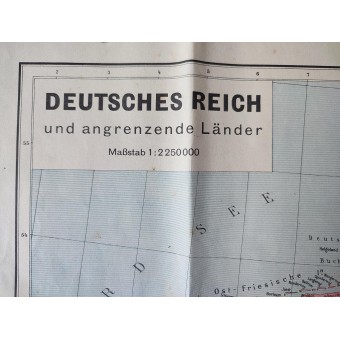 Saksan Kolmannen valtakunnan kartta mittakaavassa 1 : 2 250 000, noin 1940.. Espenlaub militaria