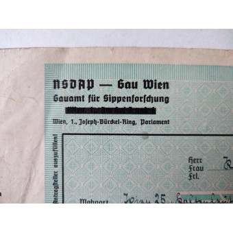 Nazi-Duitsland Arisch certificaat uit 1943 - Klein Abstammungsnachweis. Espenlaub militaria