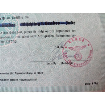 Nazi-Duitsland Arisch certificaat uit 1943 - Klein Abstammungsnachweis. Espenlaub militaria