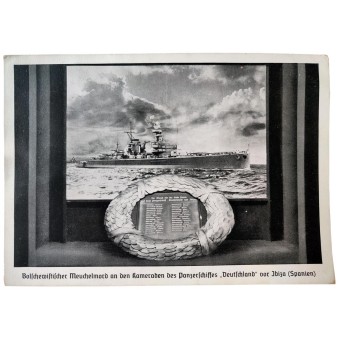 Cartolina con lincrociatore pesante Deutschland. Espenlaub militaria