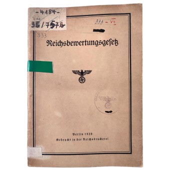 Reichsbewertungsgesetz - Bewertungsgesetz, 1939. Espenlaub militaria
