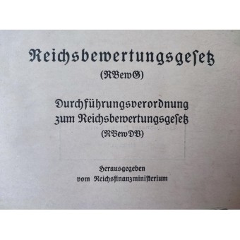 Reichsbewertunggesetz - Loi sur lévaluation, 1939. Espenlaub militaria