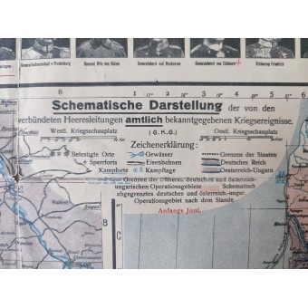 World War I map from the different theatres in 1915. Espenlaub militaria