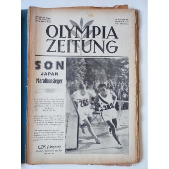 Los 31 números del periódico Olympia Zeitung, incluido un número extra de Probenummer, 1936. Espenlaub militaria