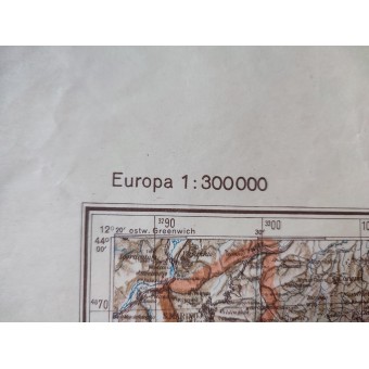 Saksan armeijan karttalehti Nr. N 44, Ancona (Italia) mittakaavassa 1 : 300 000, 1944.. Espenlaub militaria