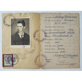 Documento de identidad de la zona de ocupación soviética en Austria, 1946. Espenlaub militaria