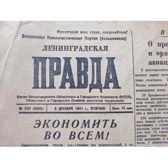 Krant Leningradskaja Pravda (Leningradse Waarheid), uitgave #293, dec. 1941. Espenlaub militaria