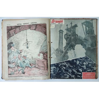 Soviet magazine binder with Ogoniok (Огонёк) issues from 1944. Espenlaub militaria