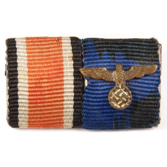 Barrette de ruban avec la Croix de fer de 2e classe et la récompense pour 4 ans de service. Espenlaub militaria